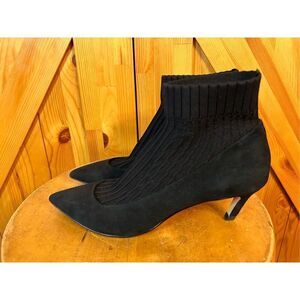 Dolce Vita Shoe Womens 6.5 Black Suede Nyke Kitten Heel Stretch Sock Bootie Pump